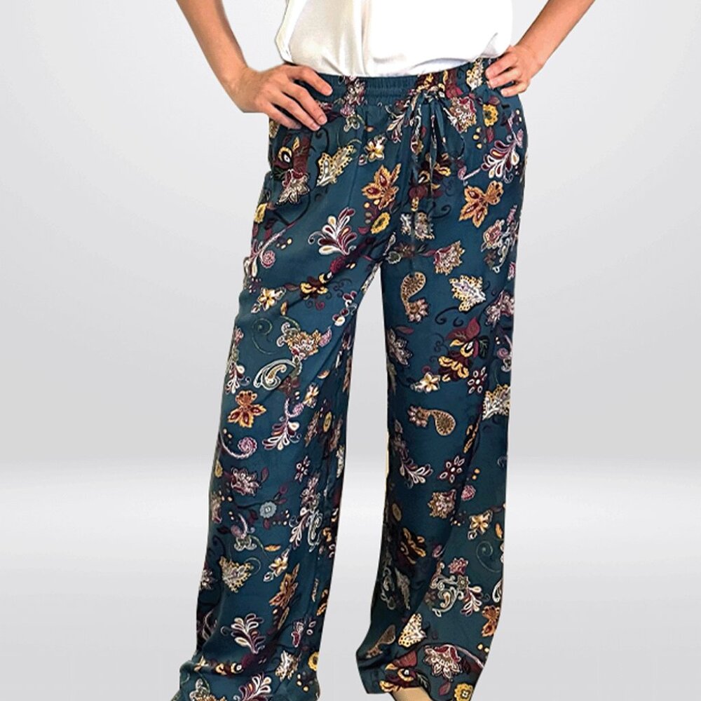 Elegant Teal Floral Pant